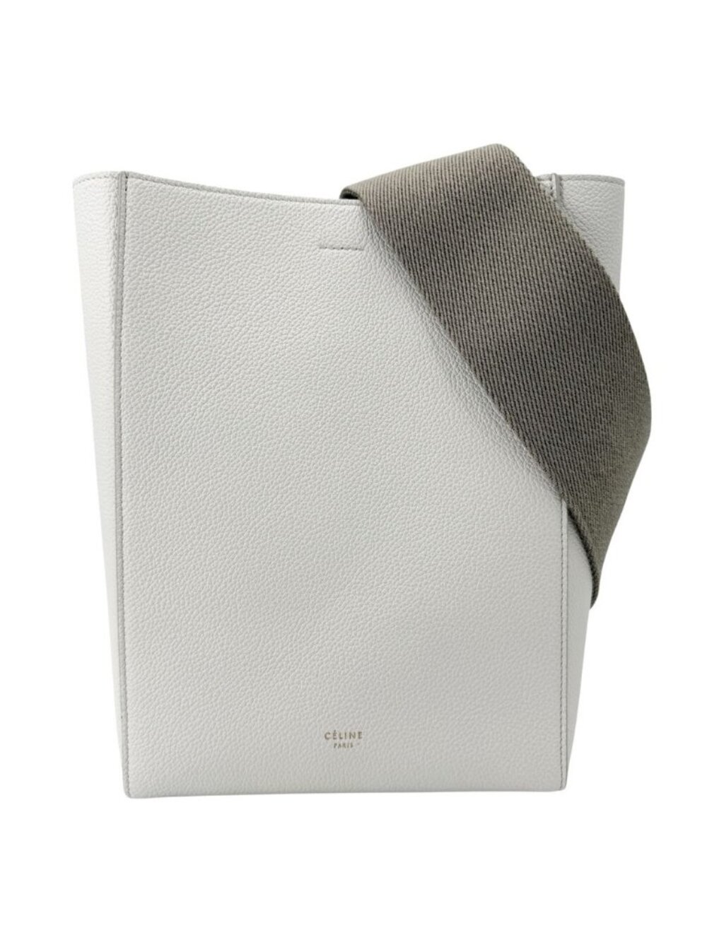 Celine Shoulder Bag Sangle Leather White Gold